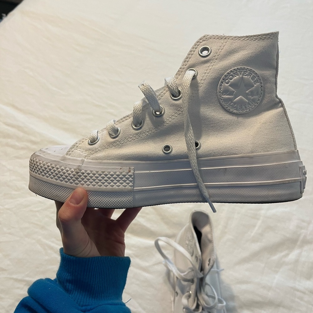 White platform high top Converse